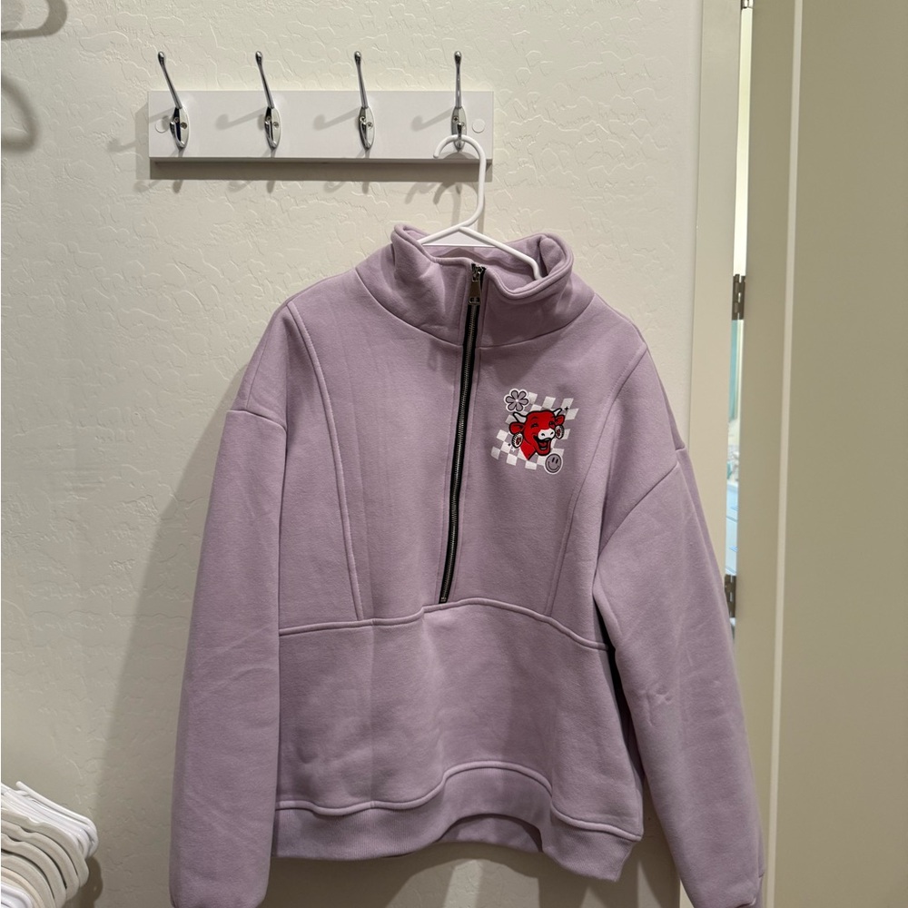 Purple Half-Zip Sweatshirt with Design